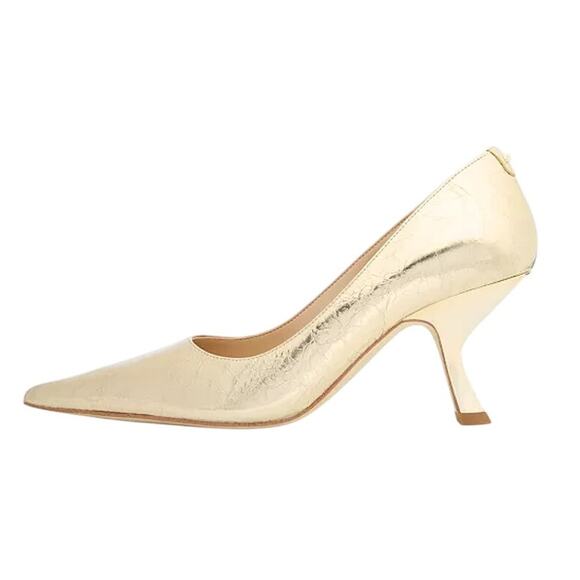 Michael Kors Womens Luna Mid Pumps US 6M EU 36.5 Gold Leather NIB - Picture 2 of 12
